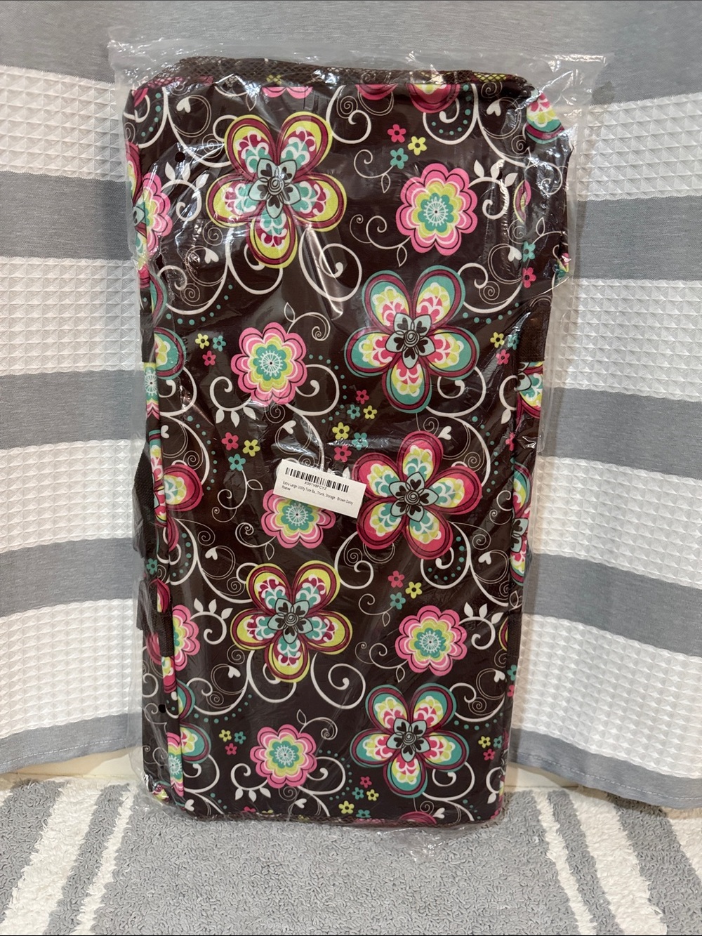 NWT Extra Large Utility Tote Bag - Oversized Collapsible Beach Bag - Brown Daisy